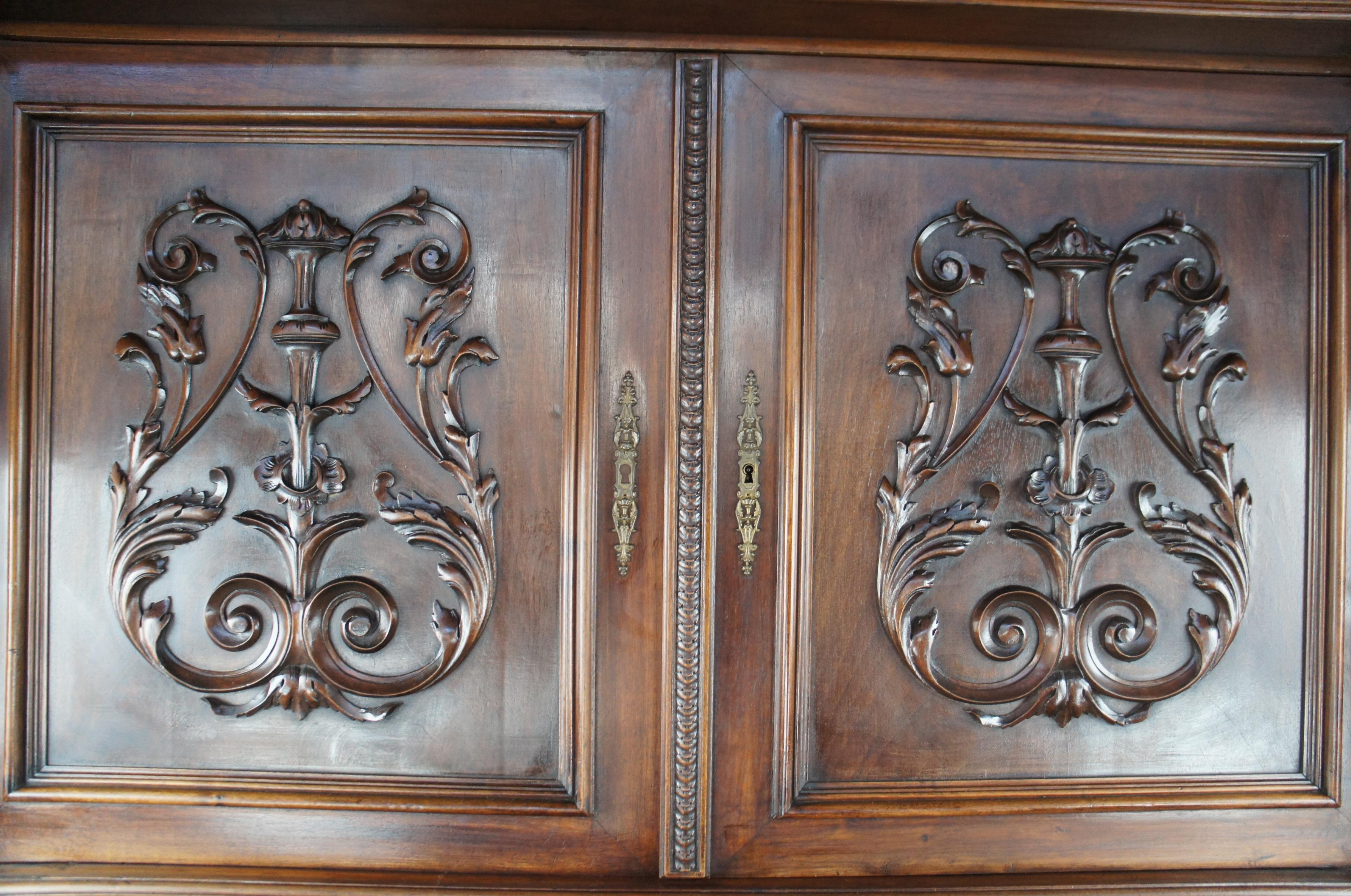 Antique French Renaissance Henry II Style Walnut Buffet Hutch Sideboard Cabinet 3