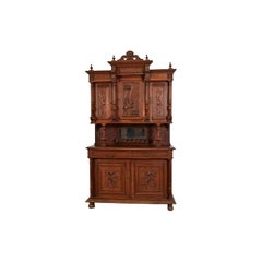 Antique French Renaissance Monumental Ornate Carved Oak Sideboard, Circa 1890s