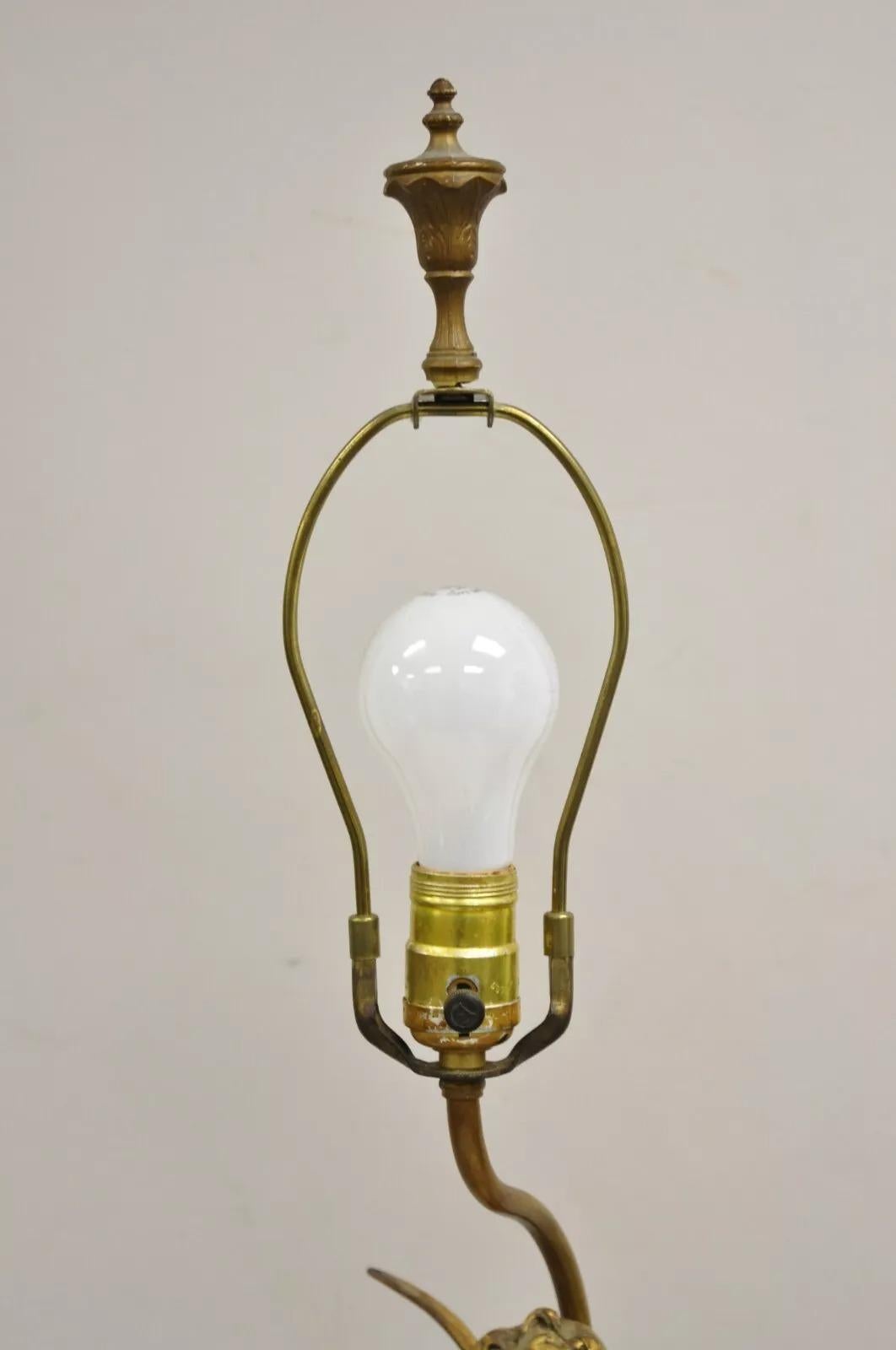 Antique French Renaissance Moreau Figural Metal Table Lamp, Wife & Farmer For Sale 1