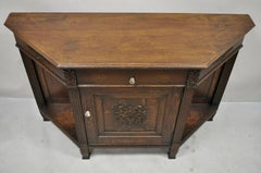 Antique French Renaissance Oak Wood Sideboard Buffet Console Table Cabinet