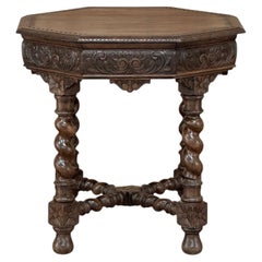 Antique French Renaissance Octagonal Barley Twist Table