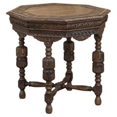 Antique French Renaissance Octagonal Carved End Table