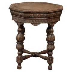 Antique French Renaissance Octagonal Carved End Table