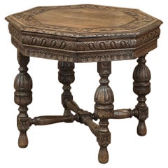 Antique French Renaissance Octagonal Carved End Table