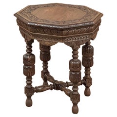 Antique French Renaissance Octagonal Carved End Table