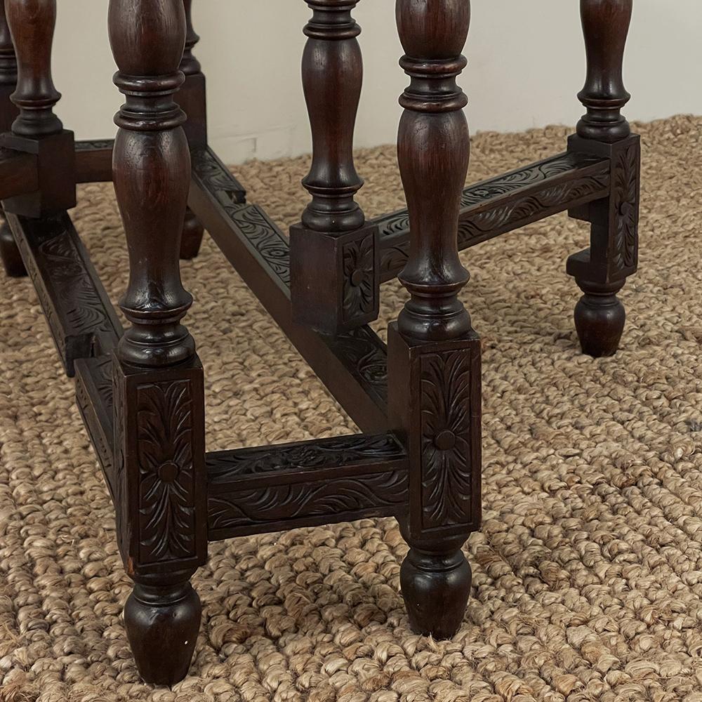Oak Antique French Renaissance Octagonal Drop Leaf Gate Leg Table For Sale
