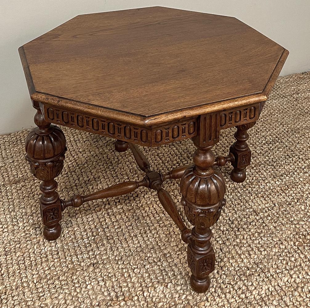 Antique French Renaissance Octagonal end table is a handsome choice for any room, providing plenty of surface space while taking up a minimal footprint. The octagonal design makes it great for center of the room, in a seating group, or even in the
