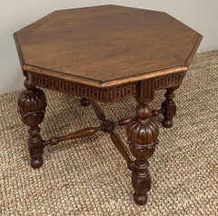 Antique French Renaissance Octagonal End Table