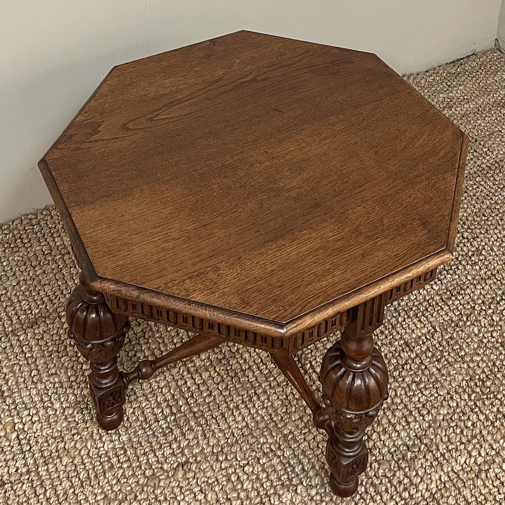 Hand-Crafted Antique French Renaissance Octagonal End Table