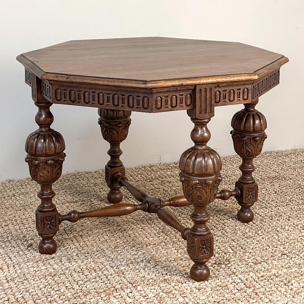 20th Century Antique French Renaissance Octagonal End Table