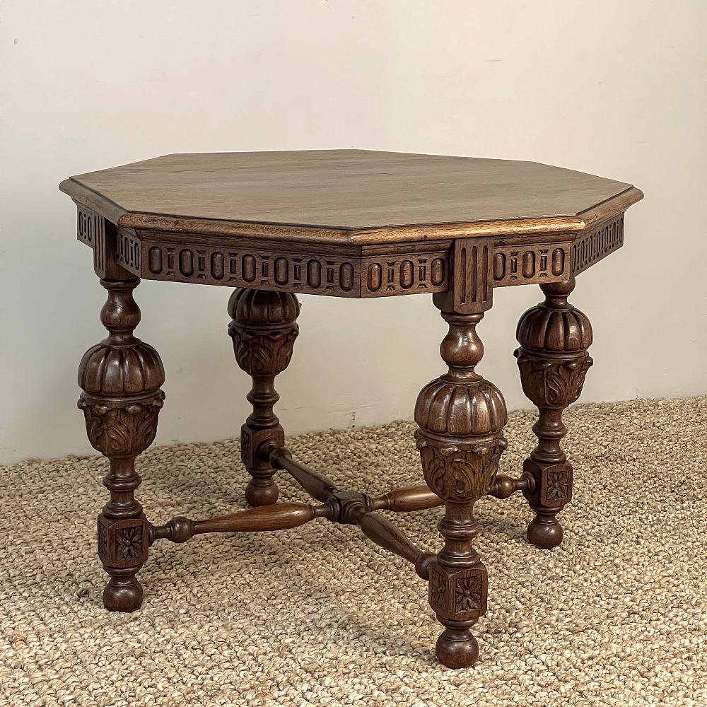 Antique French Renaissance Octagonal End Table 1