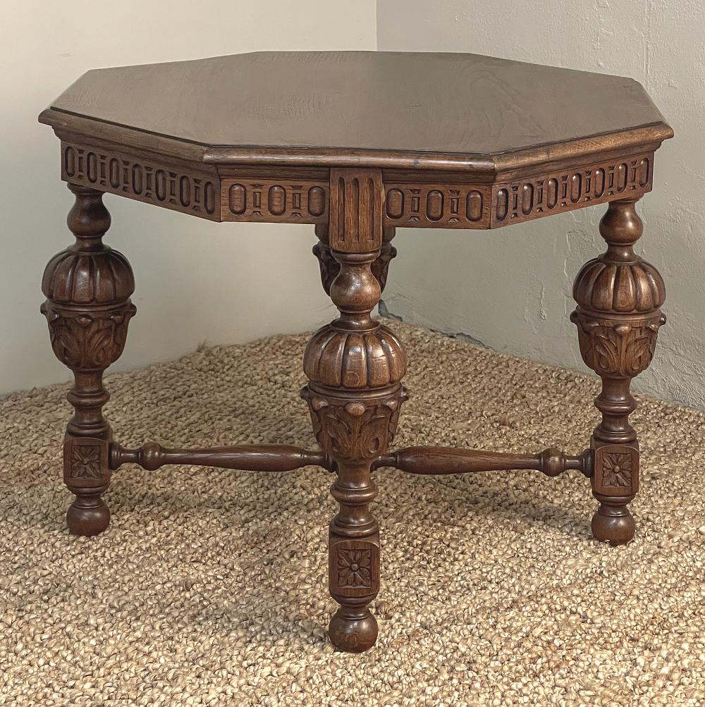Antique French Renaissance Octagonal End Table 2