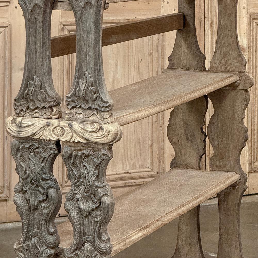 Antique French Renaissance Open Bookcase in Stripped Oak in vendita 3