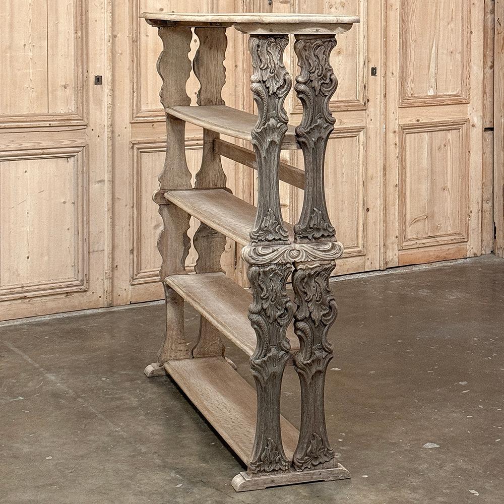 Antique French Renaissance Open Bookcase in Stripped Oak in vendita 5