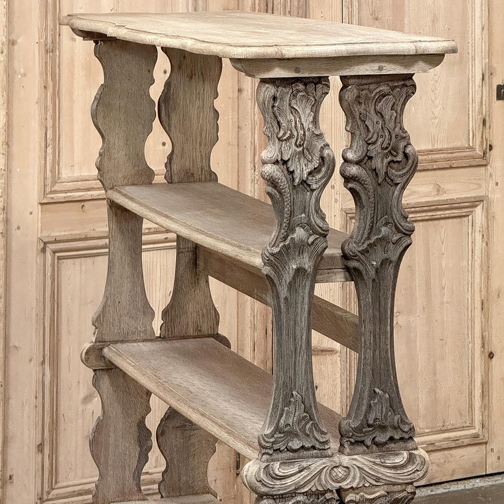 Antique French Renaissance Open Bookcase in Stripped Oak in vendita 6