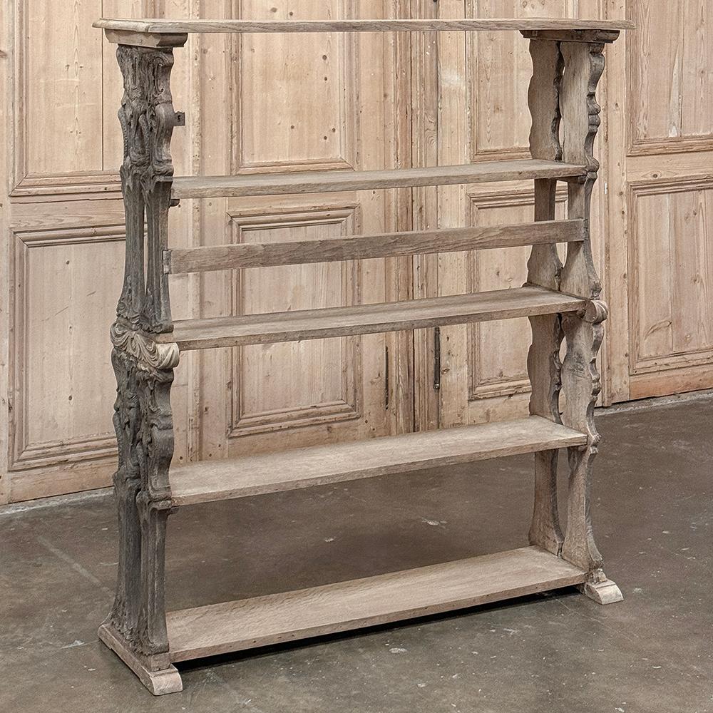 Antique French Renaissance Open Bookcase in Stripped Oak in vendita 12