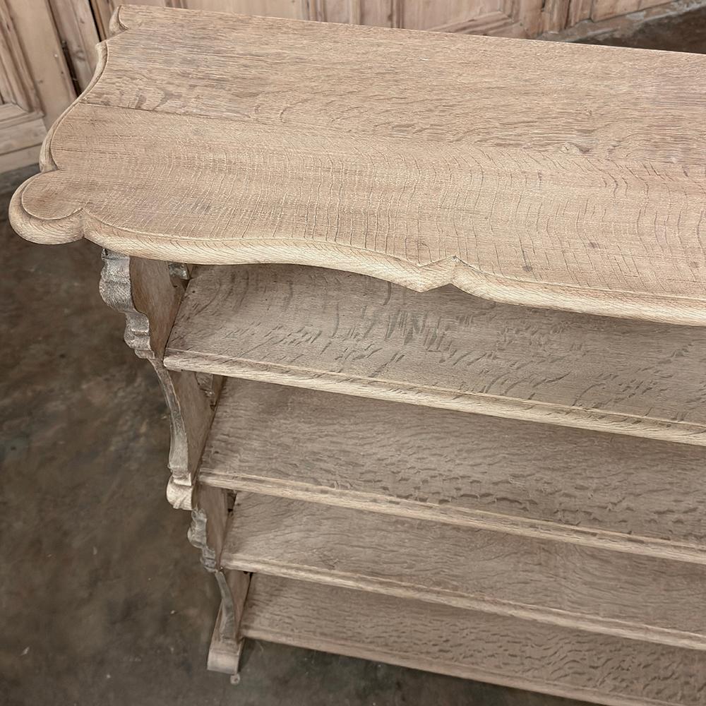 XX secolo Antique French Renaissance Open Bookcase in Stripped Oak in vendita