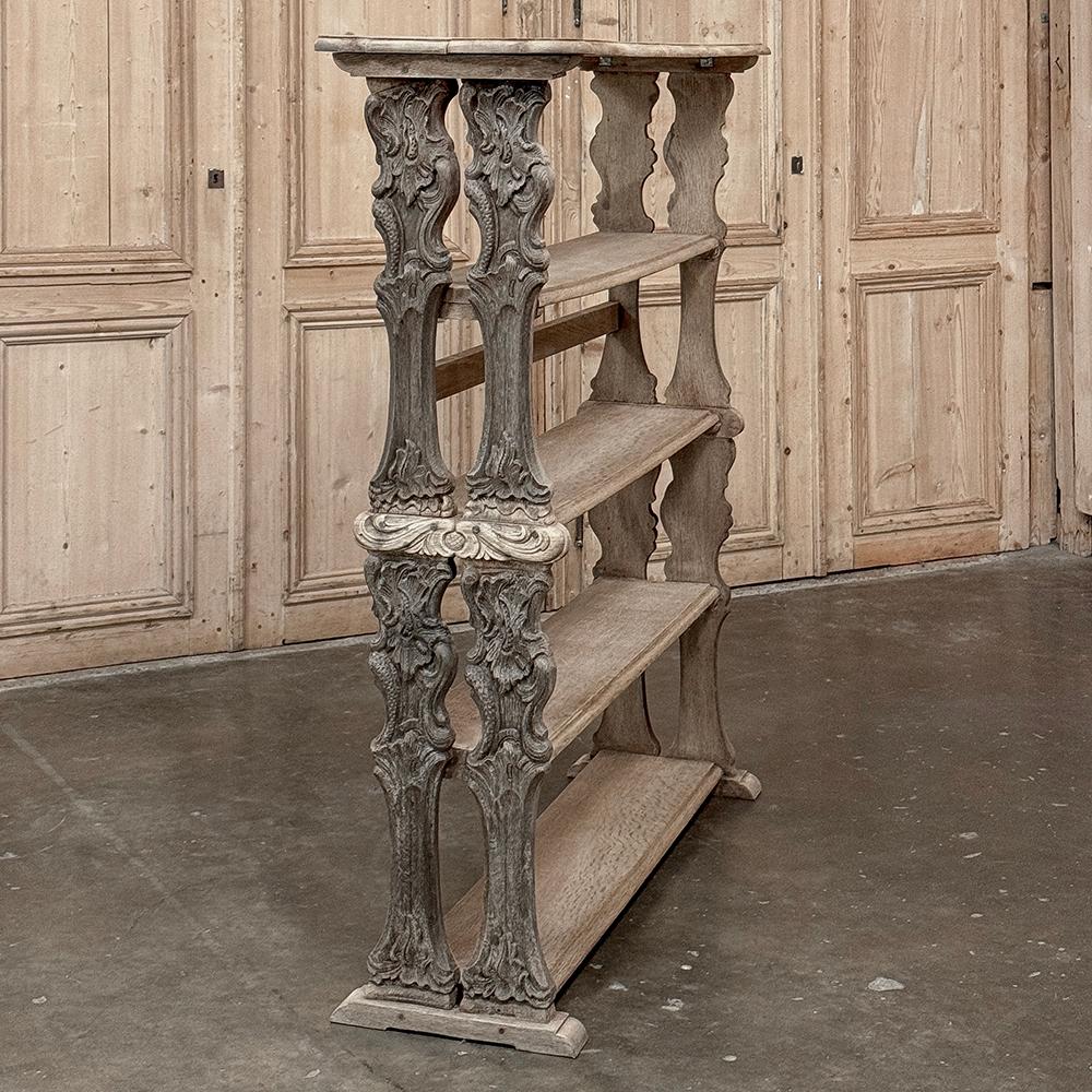 Antique French Renaissance Open Bookcase in Stripped Oak in vendita 1