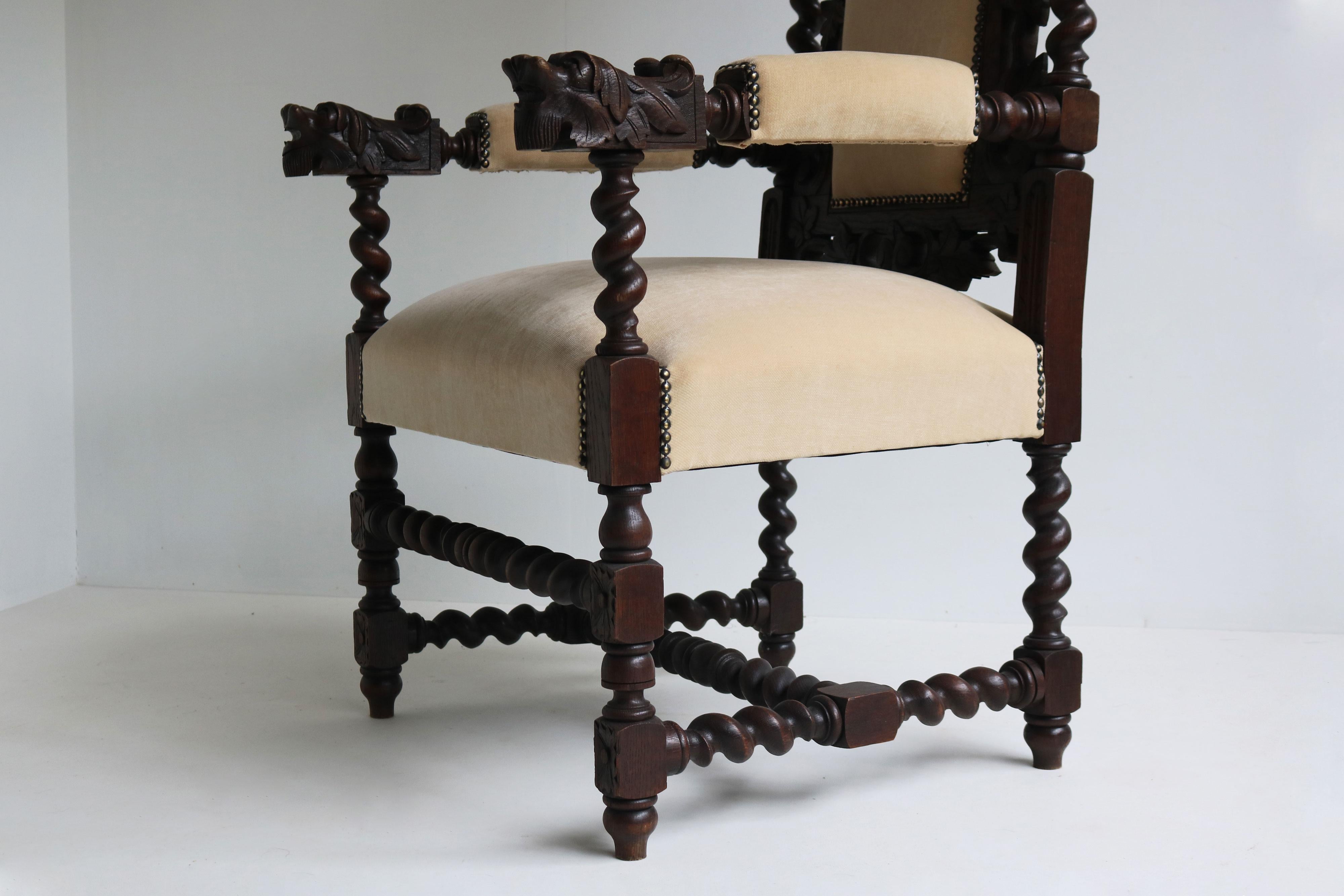 Antique French Renaissance Revival Arm chair / Throne Chair caccia d'orzo ritorto in vendita 5