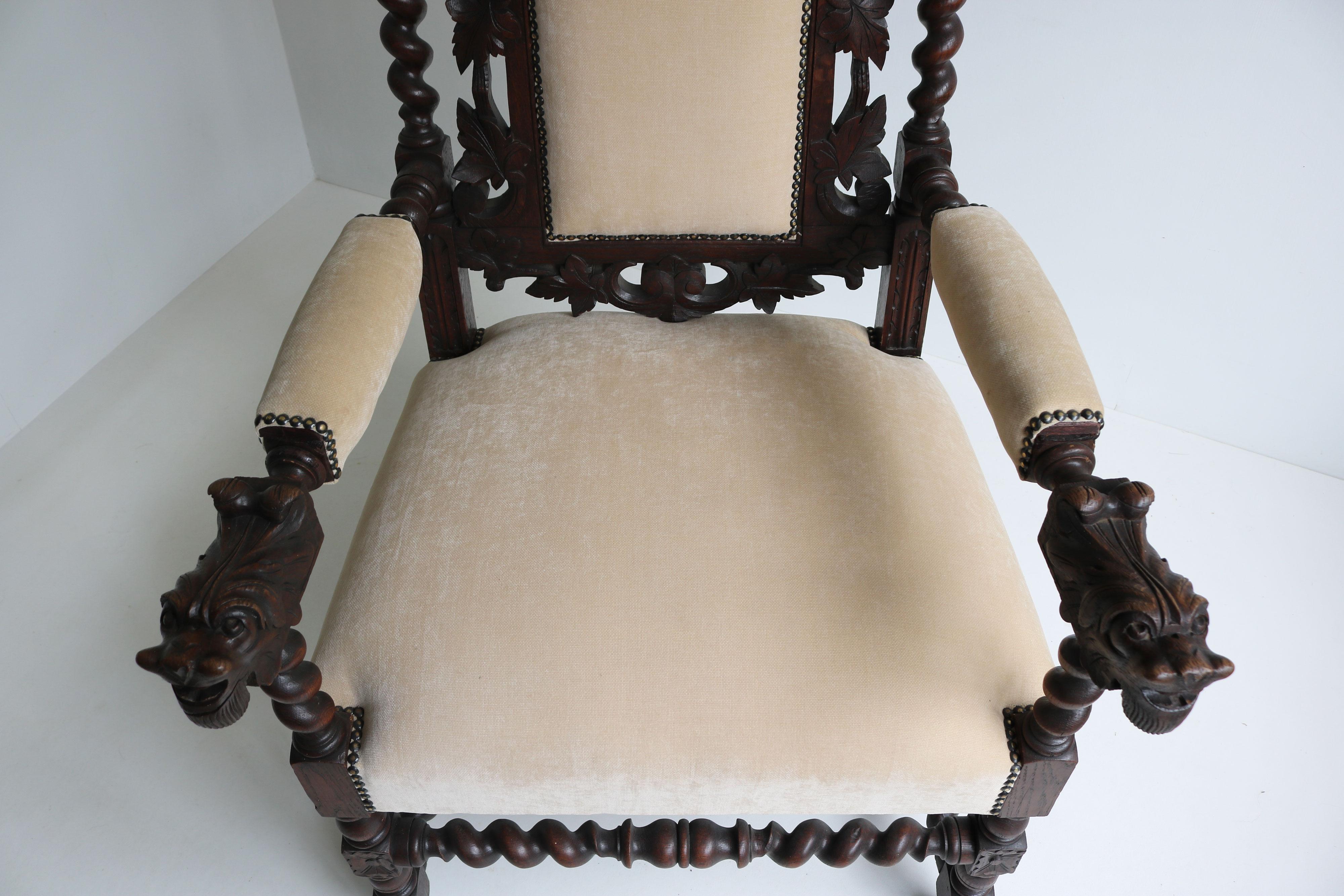 Antique French Renaissance Revival Arm chair / Throne Chair caccia d'orzo ritorto in vendita 1