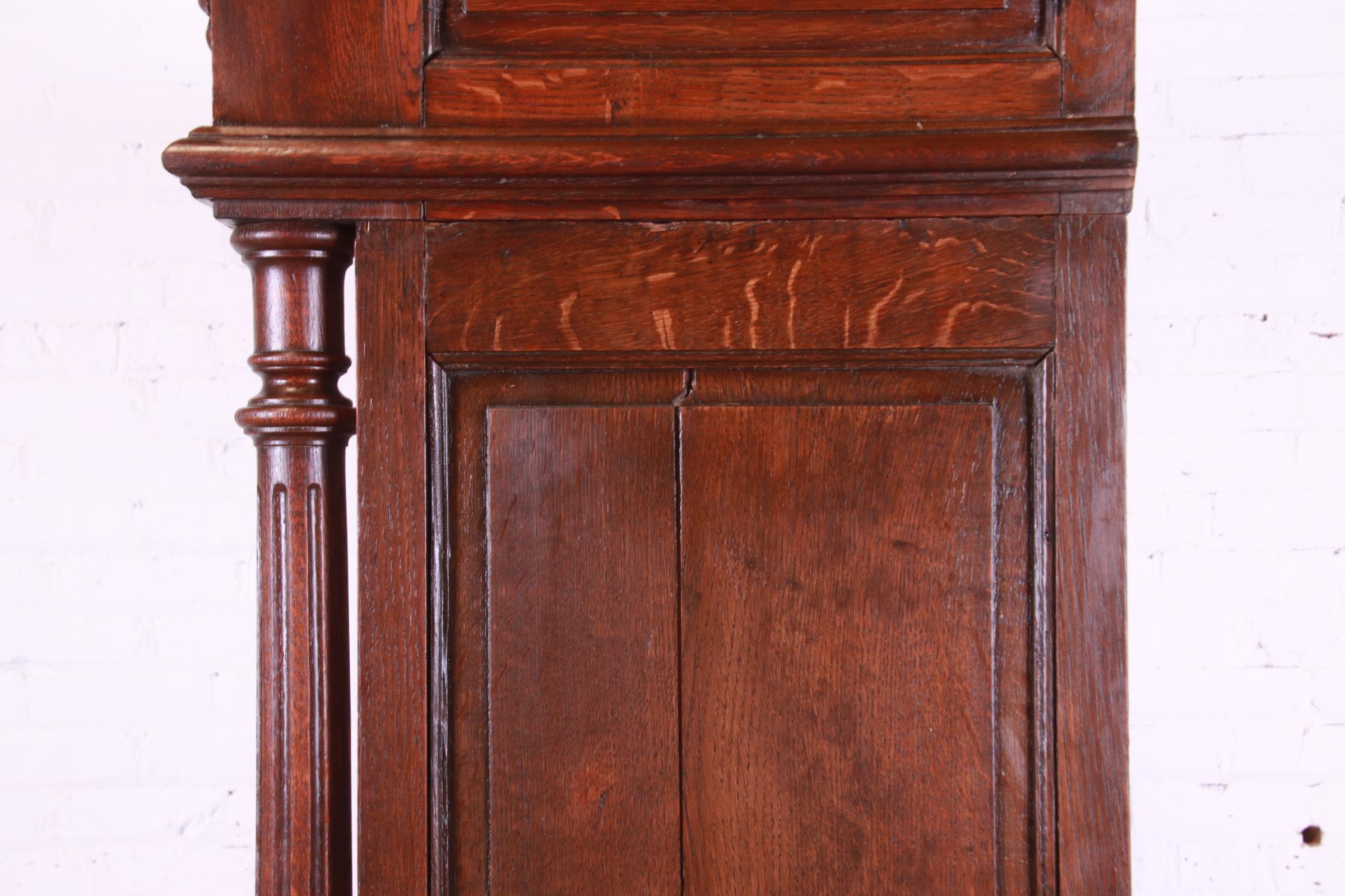 Antique French Renaissance Revival Carved Oak Bibliotheque Bookcase Cabinet 13