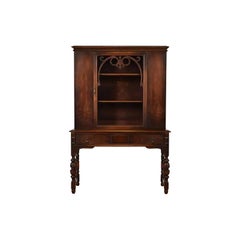 Antique French Renaissance Revival Carved Oak Breakfront Bookcase, Circa 1880s