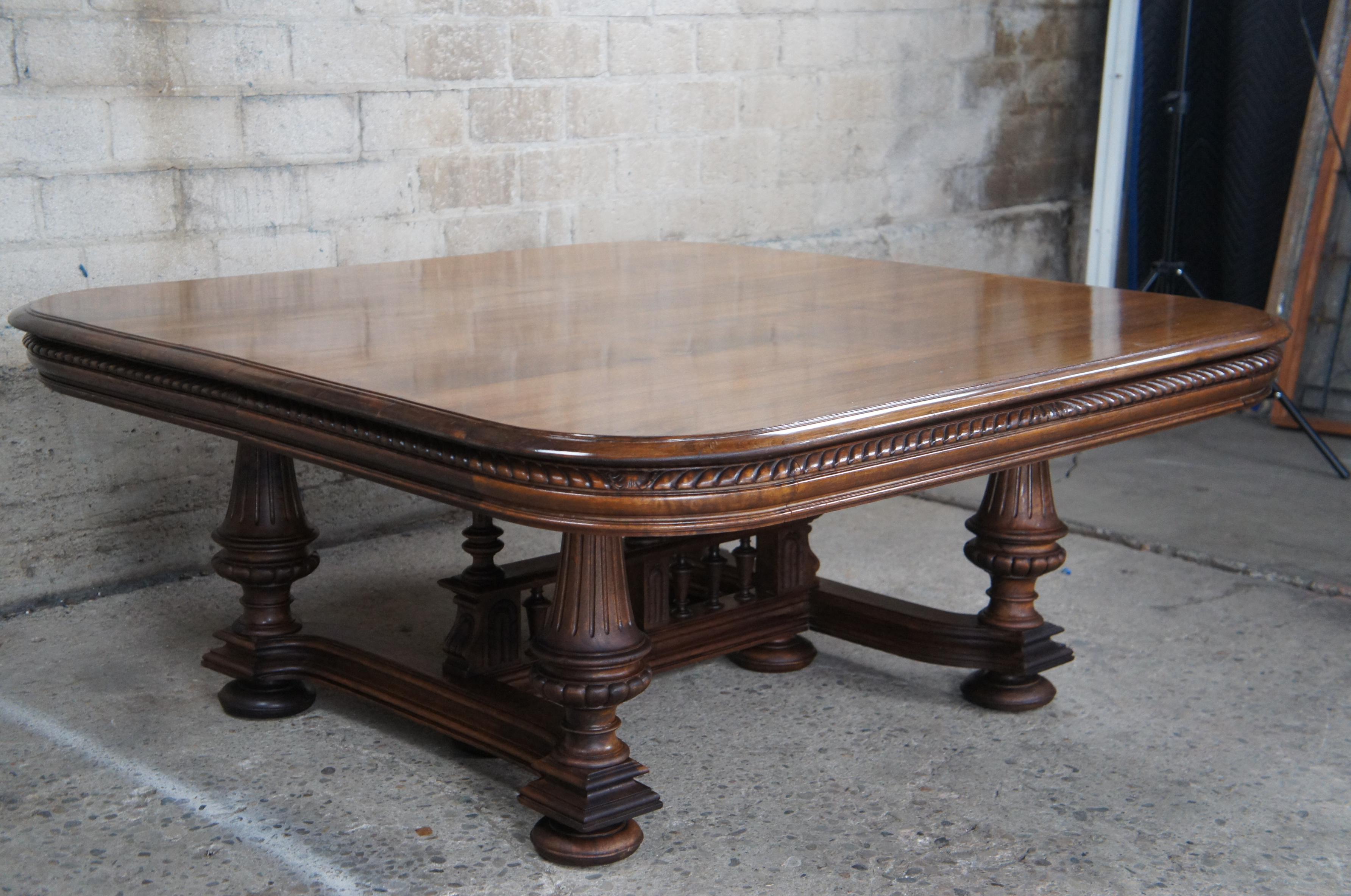 20th Century Antique French Renaissance Revival Carved Walnut Coffee Cocktail Table