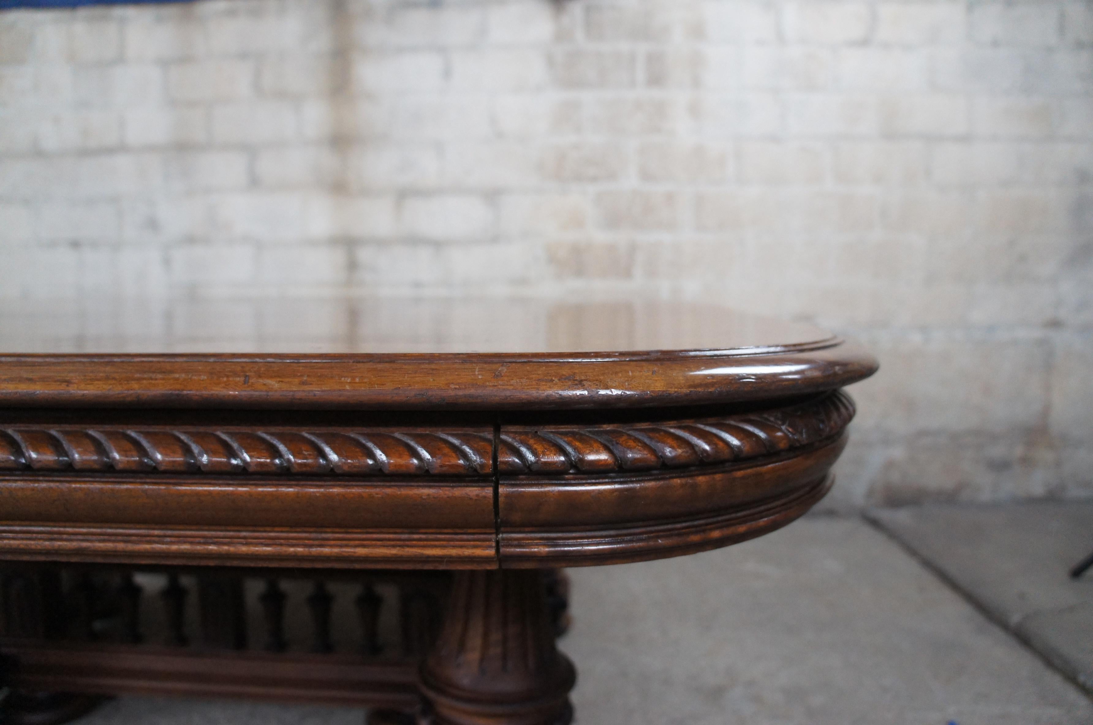 Antique French Renaissance Revival Carved Walnut Coffee Cocktail Table 5
