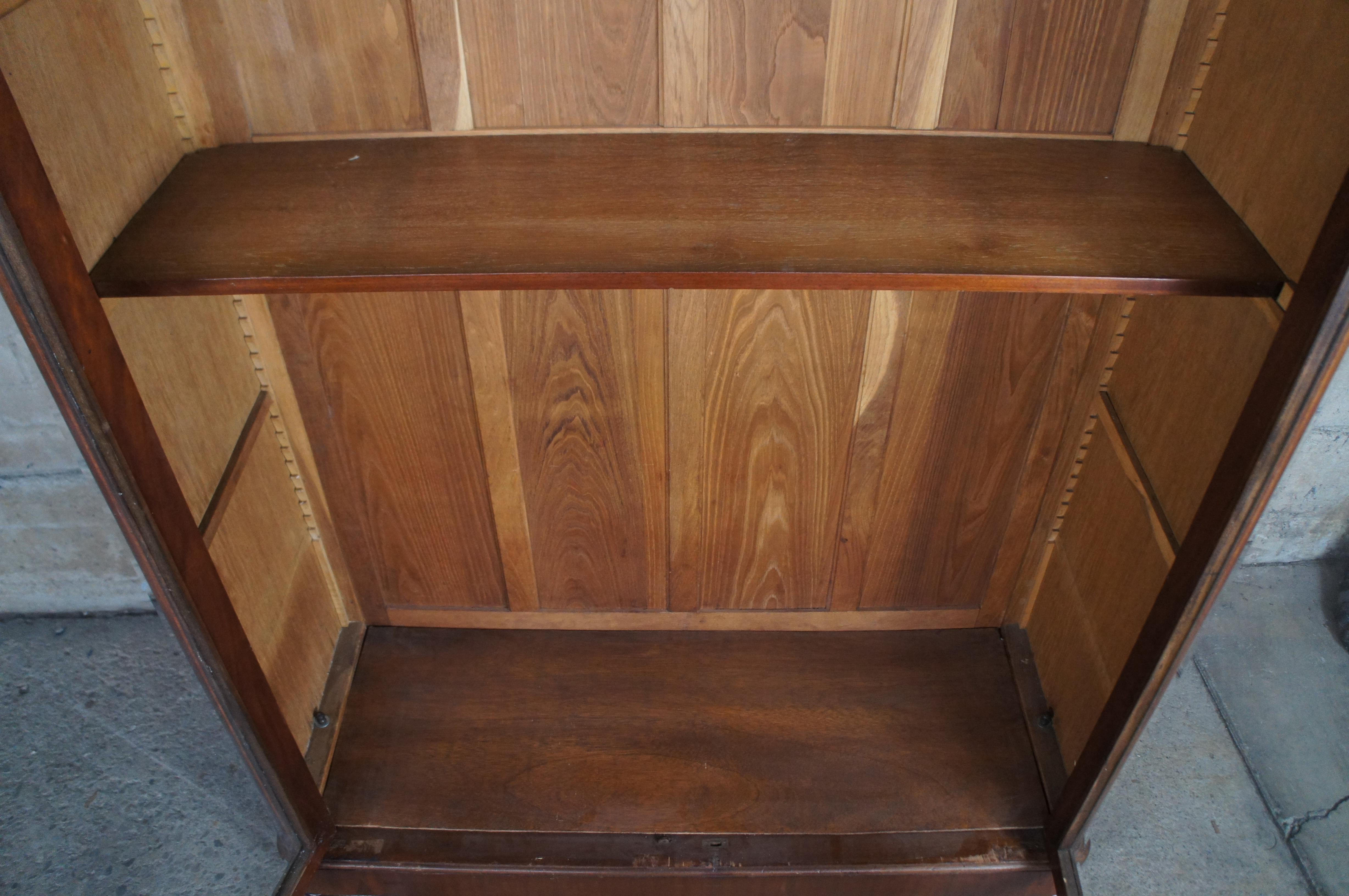 Antique French Renaissance Revival Flame Mahogany Bookcase Display Cabinet 89