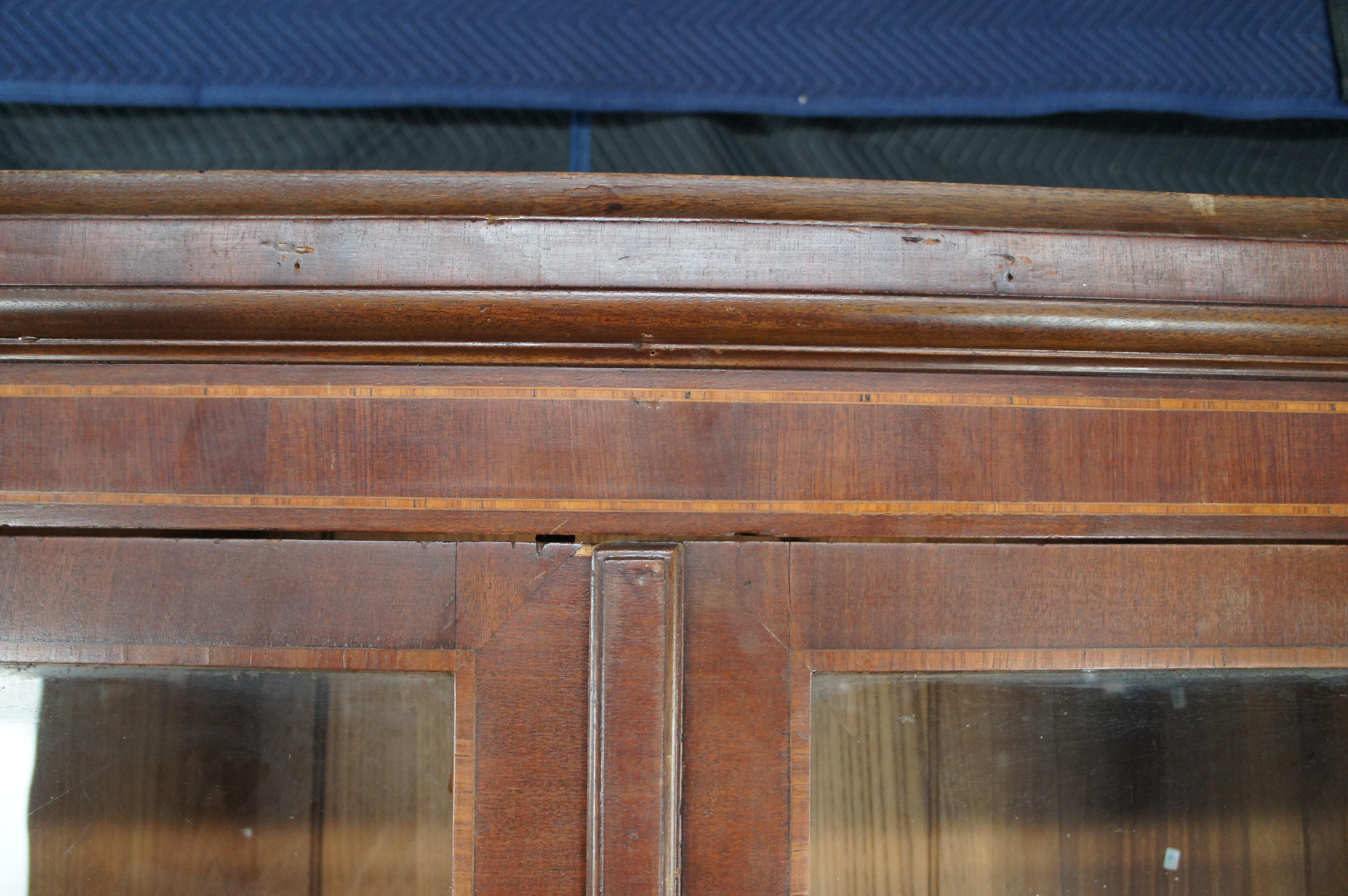 Antique French Renaissance Revival Flame Mahogany Bookcase Display Cabinet 89
