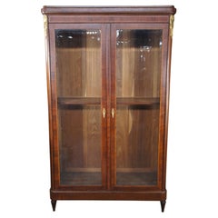 Antique French Renaissance Revival Flame Mahogany Bookcase Display Cabinet 89"