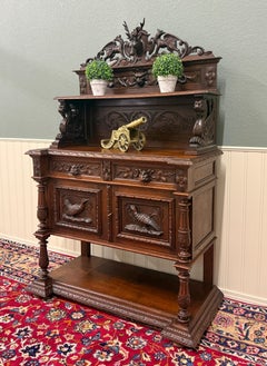 Credenza da caccia in stile neorinascimentale francese, in rovere scuro, XIX secolo