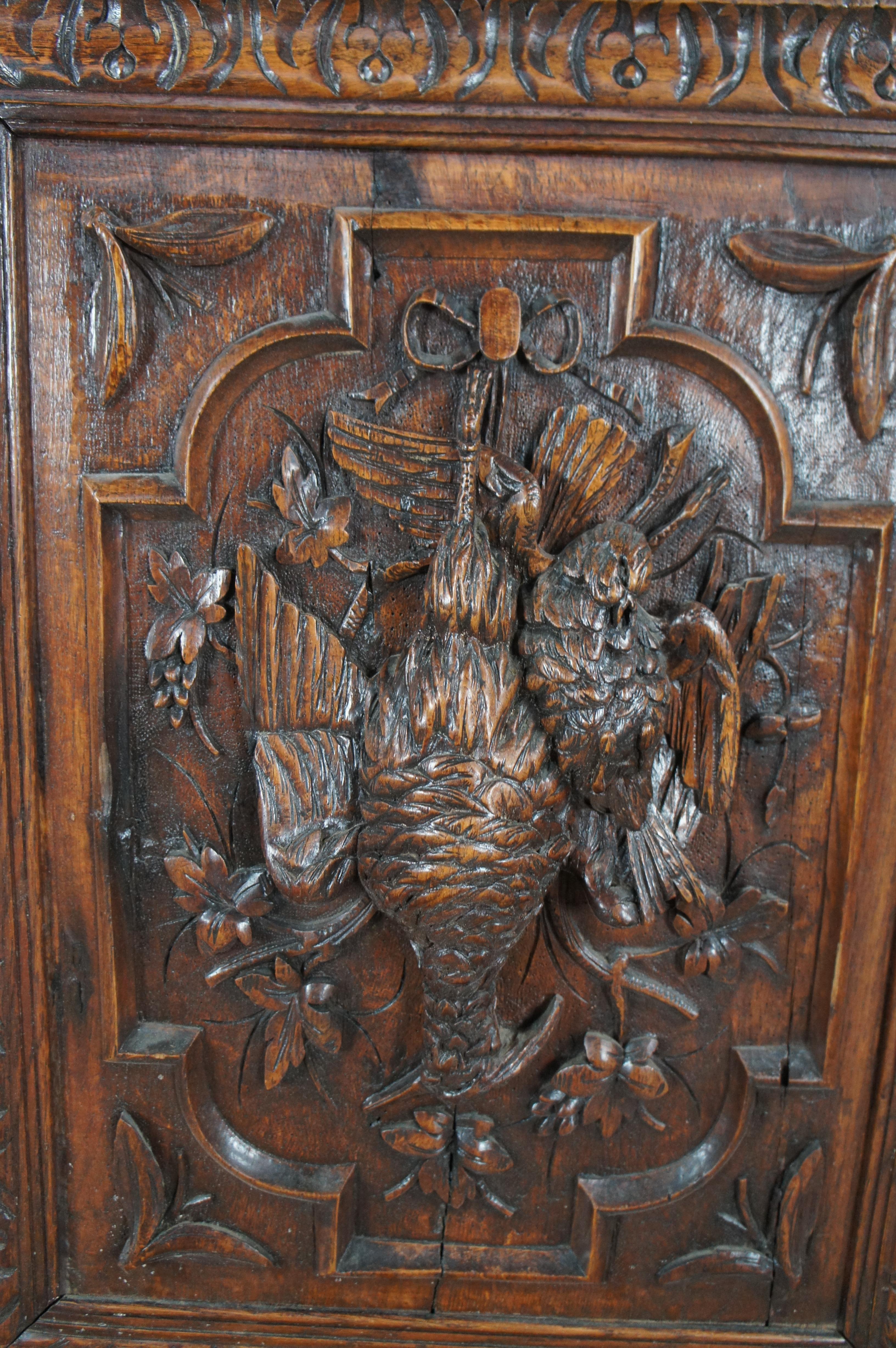 Antique French Renaissance Revive Chêne Sculpté Bibliothèque Vitrine 97