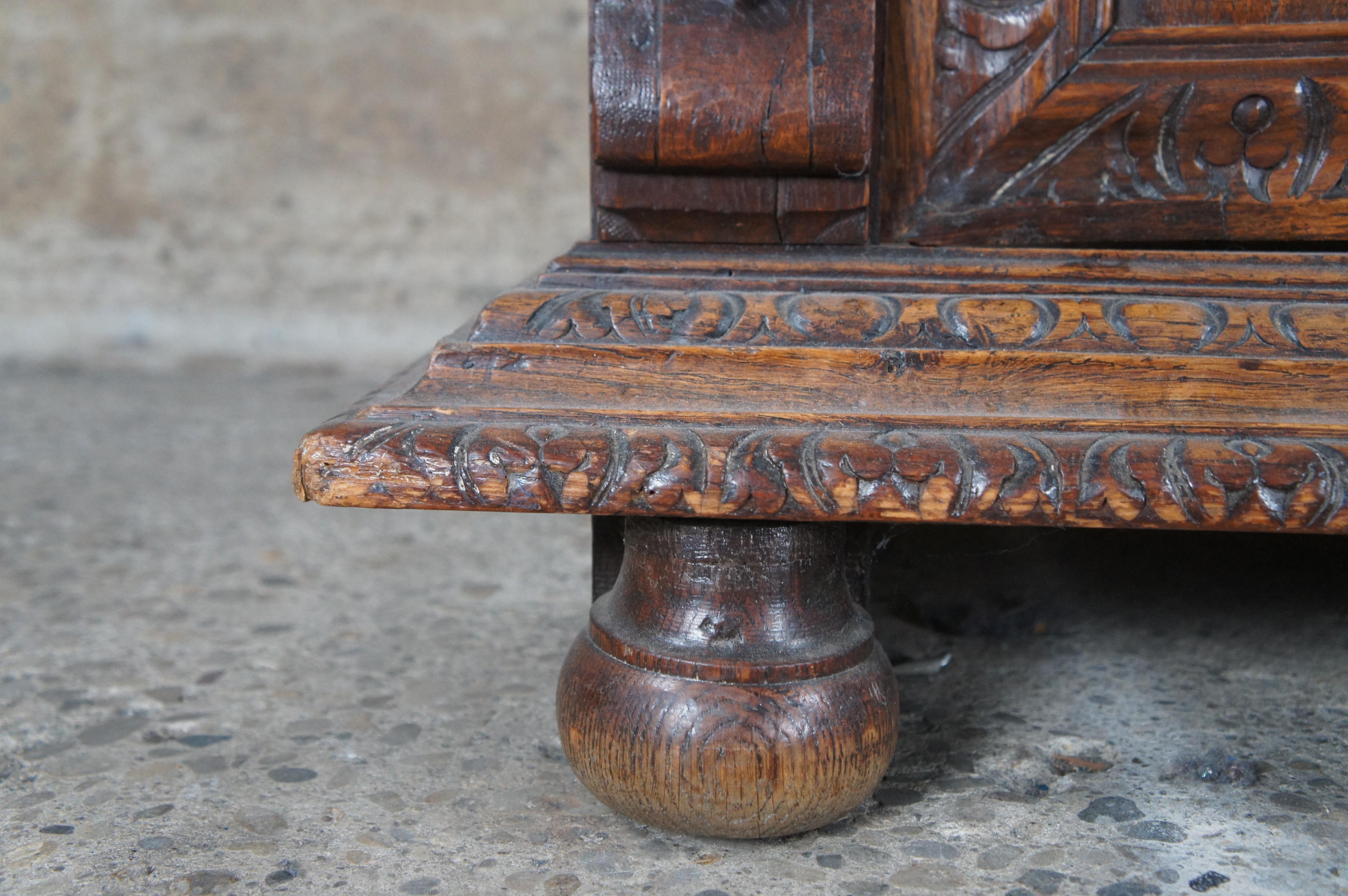 Antique French Renaissance Revive Chêne Sculpté Bibliothèque Vitrine 97