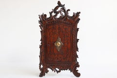 Antique French Renaissance Revival Richly Carved Wall Cabinet 19th Century Brass