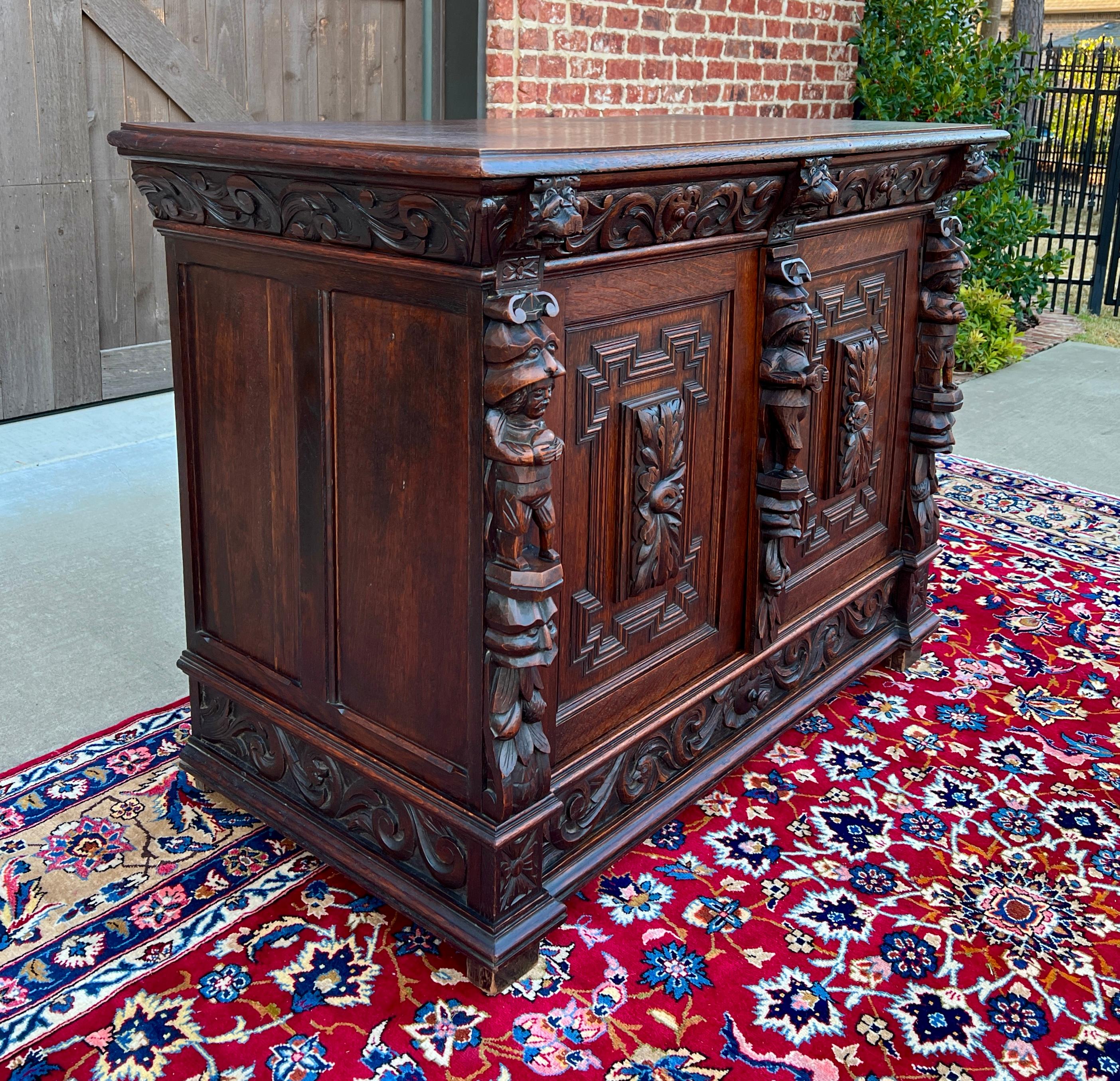 Antique French Renaissance Revival Server Sideboard Buffet Cabinet Oak 19C 11