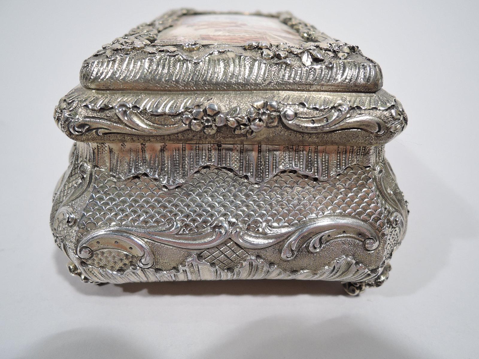 Antique French Renaissance Revival Silver Gilt and Enamel Casket Box In Good Condition In New York, NY