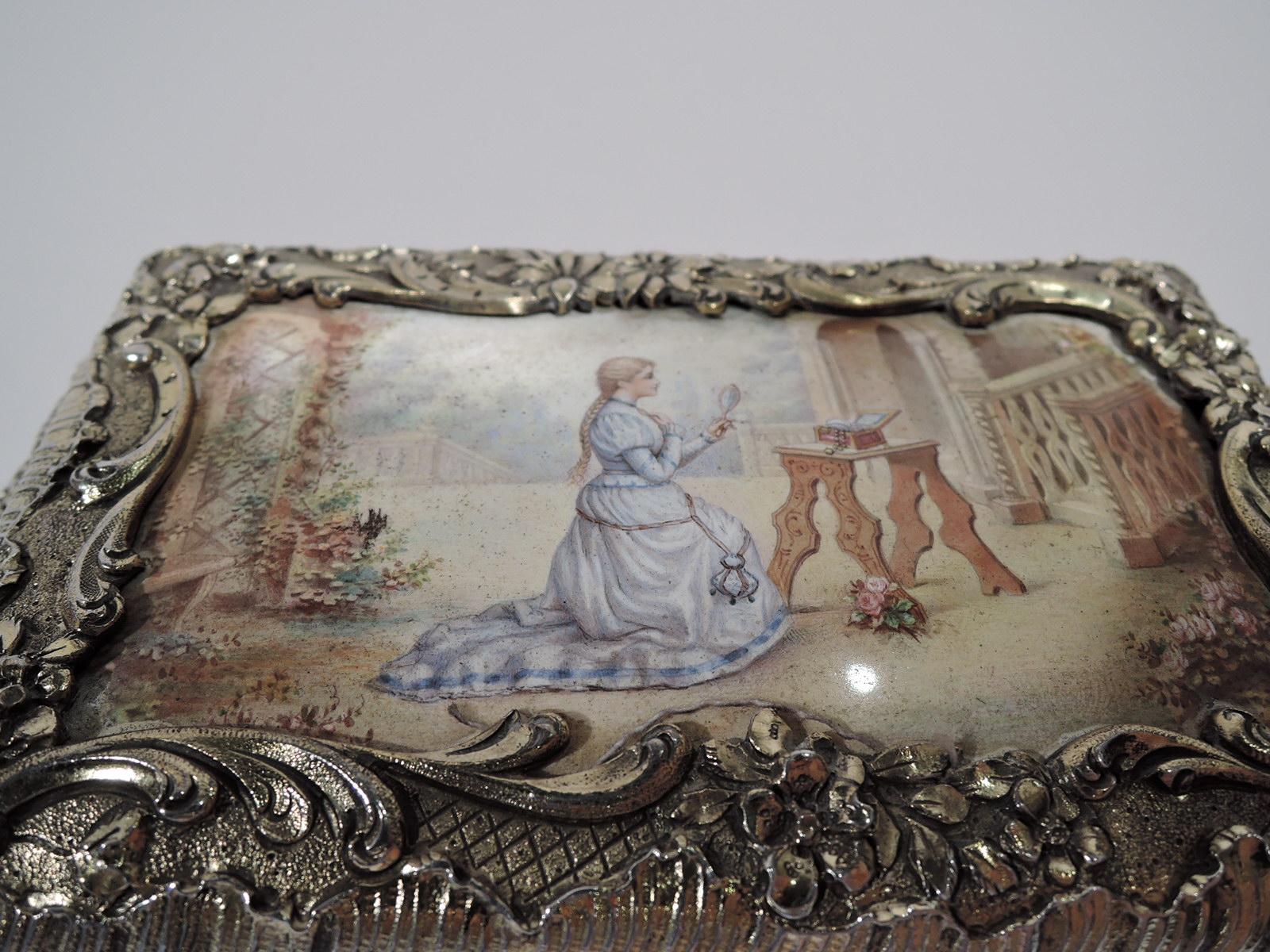 Antique French Renaissance Revival Silver Gilt and Enamel Casket Box 2