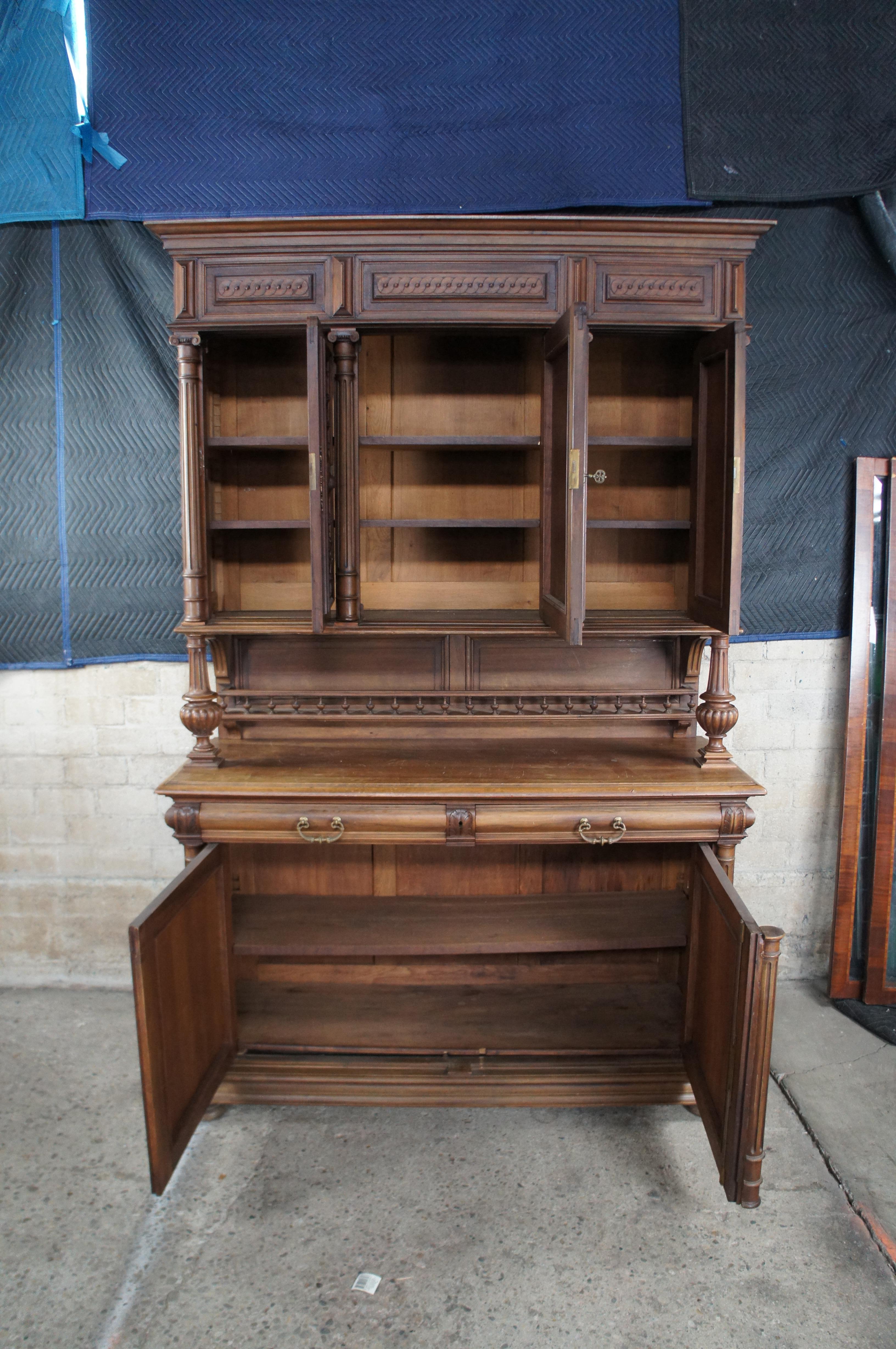 Antique French Renaissance Revival Walnut Buffet Cabinet Cupboard Hutch 94