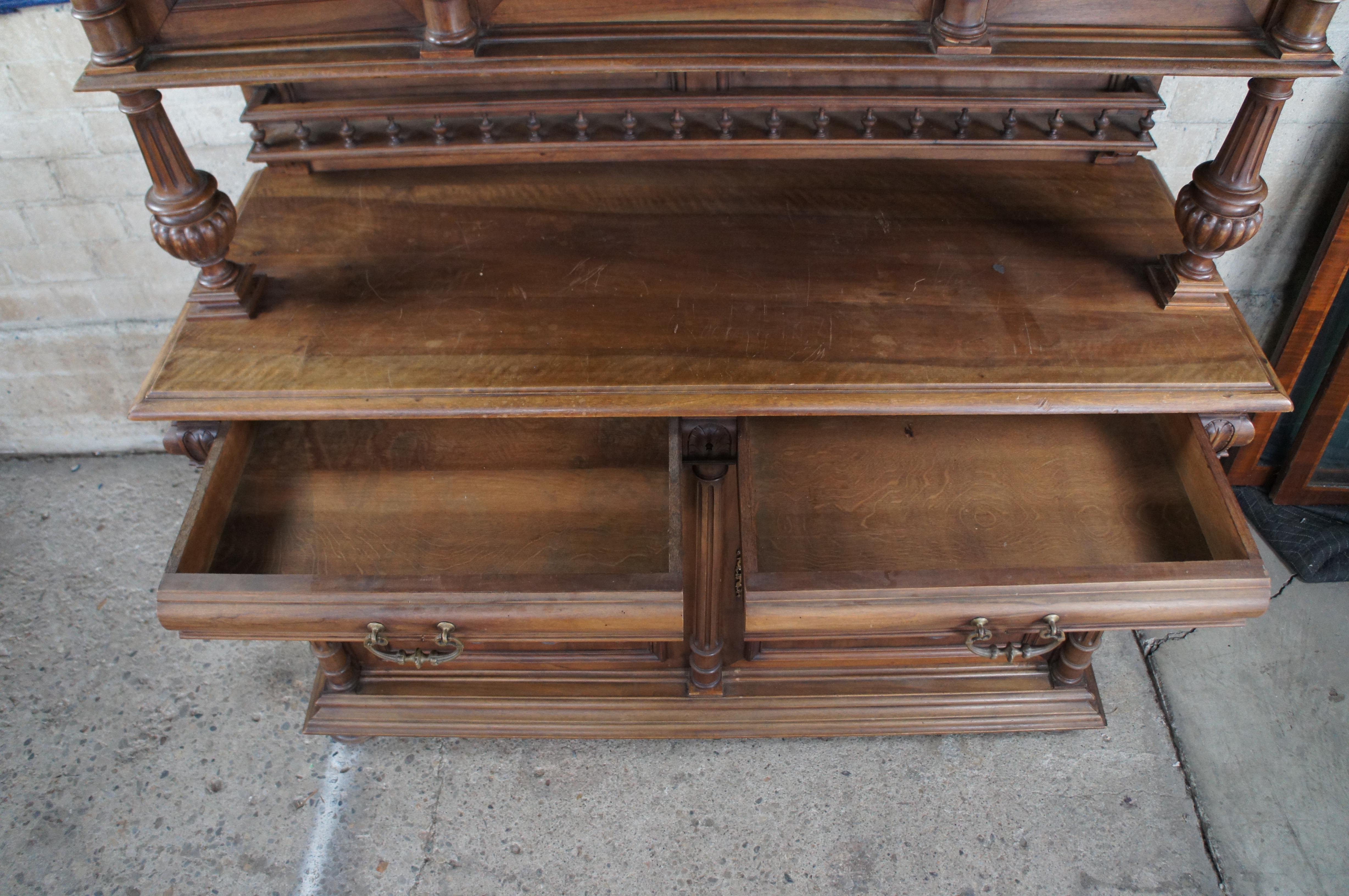 Antique French Renaissance Revival Walnut Buffet Cabinet Cupboard Hutch 94