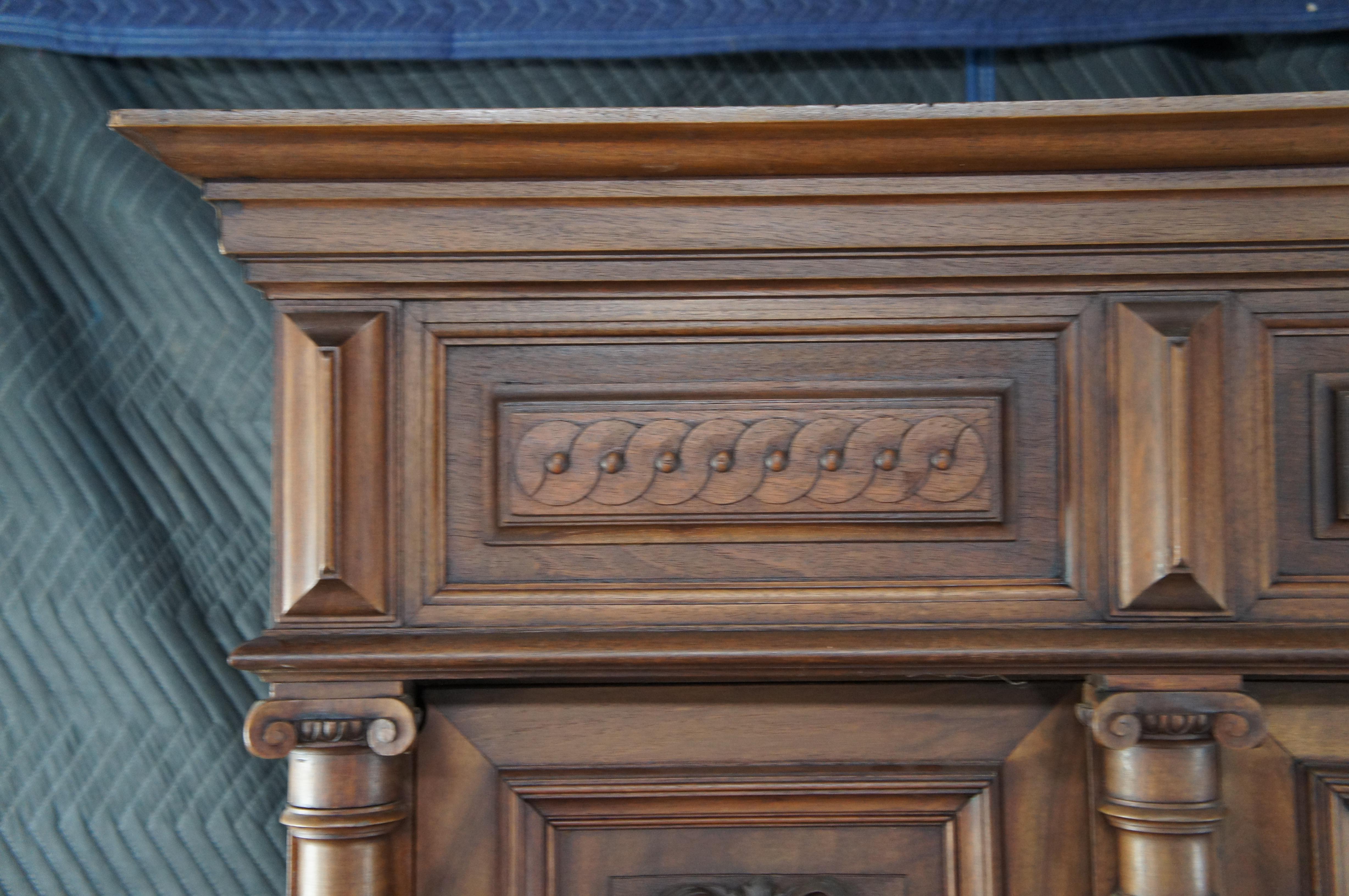 Antique French Renaissance Revival Walnut Buffet Cabinet Cupboard Hutch 94