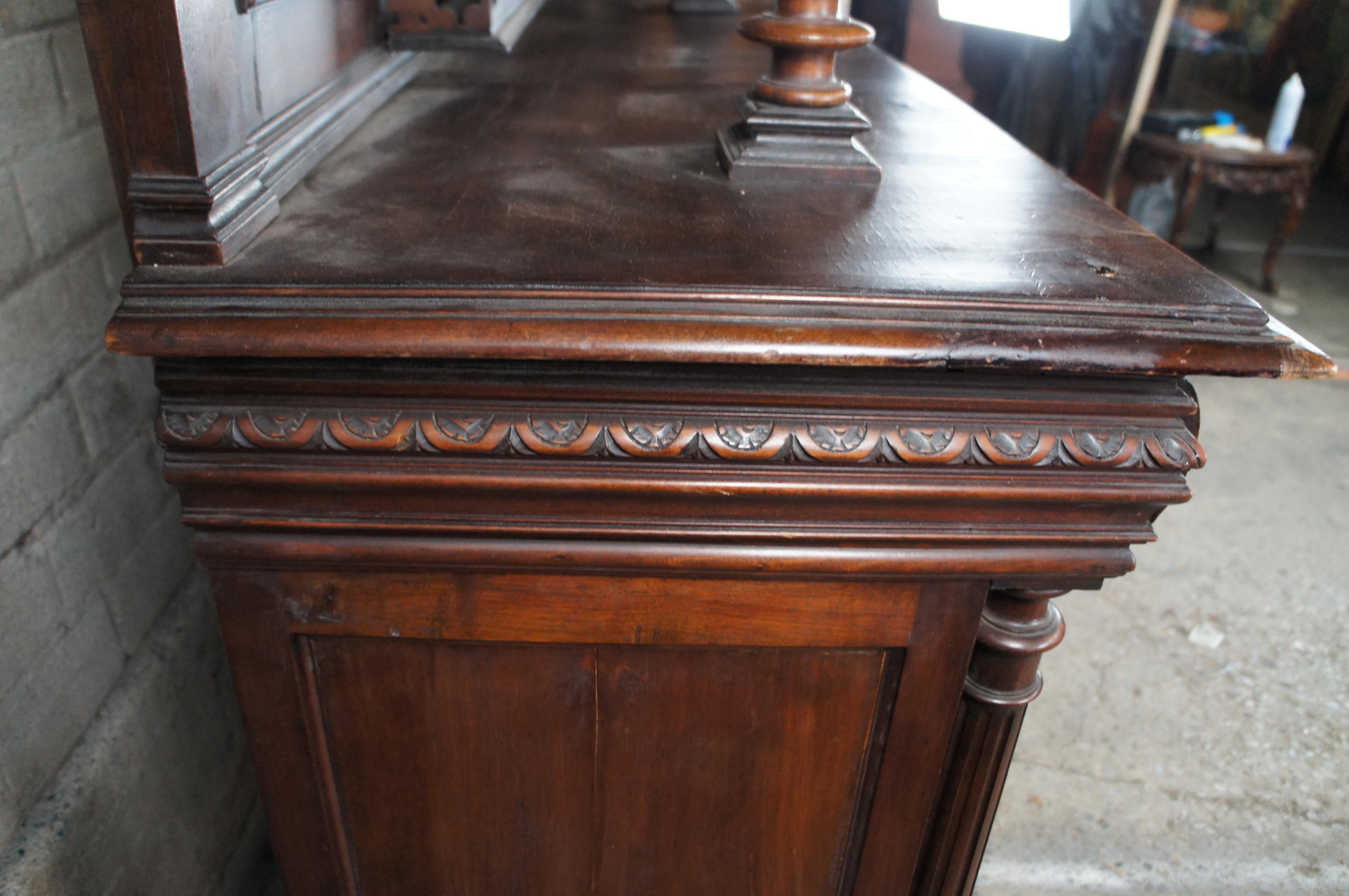 Antique French Renaissance Revival Walnut Buffet Cabinet Cupboard Hutch 96