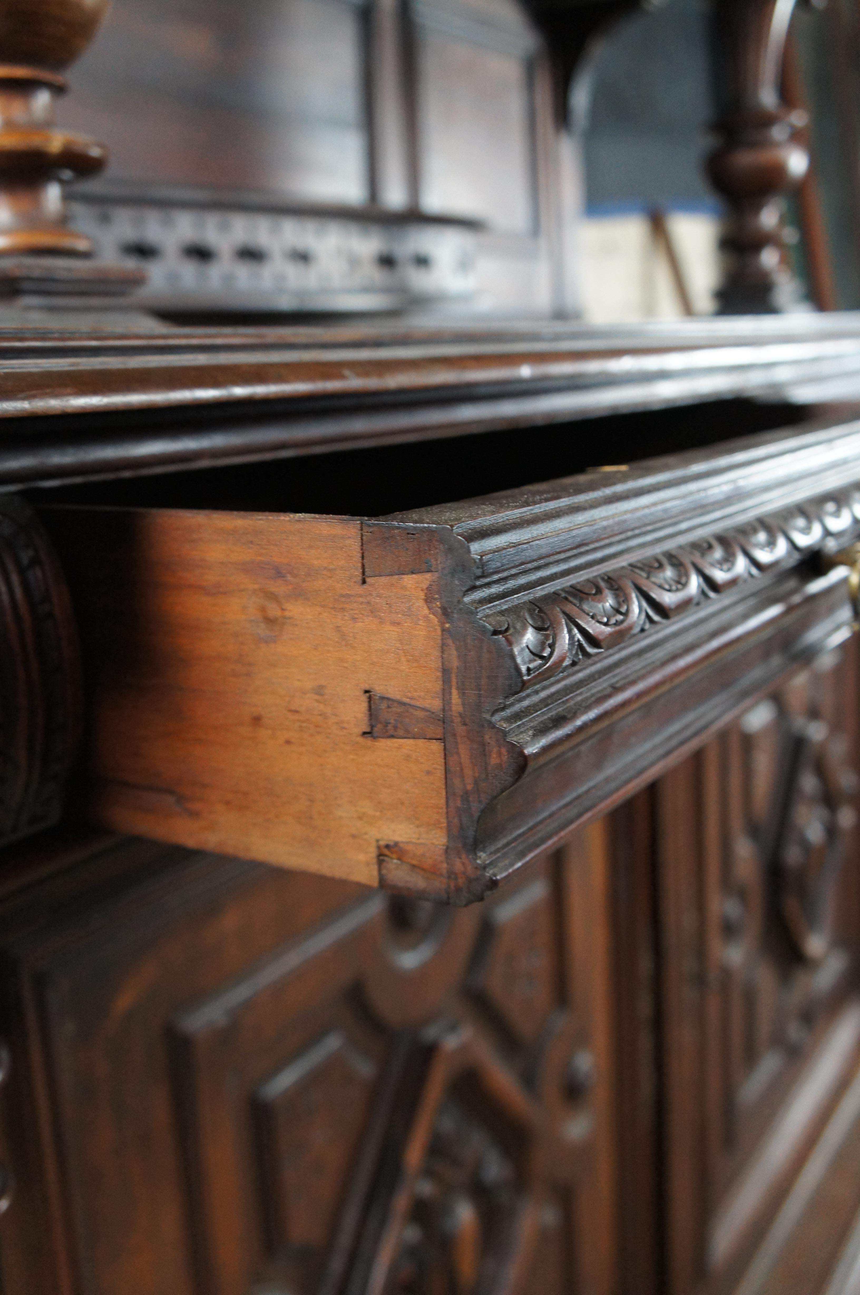 Antique French Renaissance Revival Walnut Buffet Cabinet Cupboard Hutch 96
