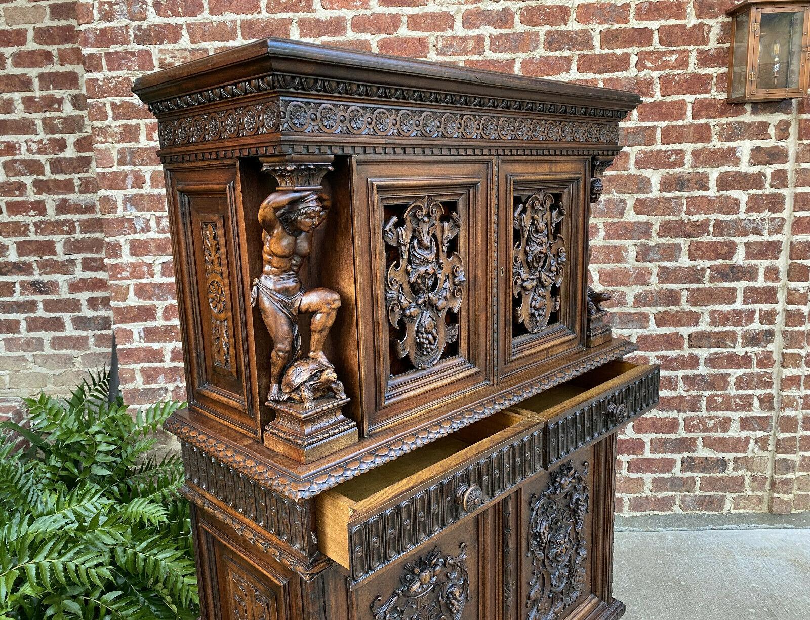 Antique French Renaissance Revival Walnut Chest Cabinet Apothecary Jewelry 1880s 5