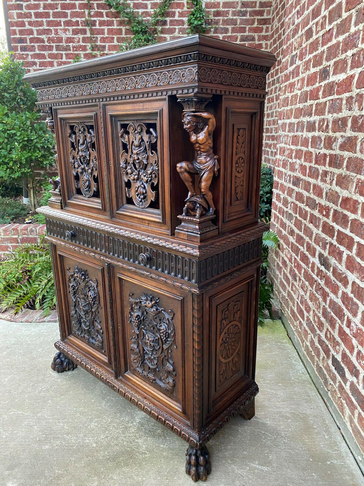 Antique French Renaissance Revival Walnut Chest Cabinet Apothecary Jewelry 1880s 8
