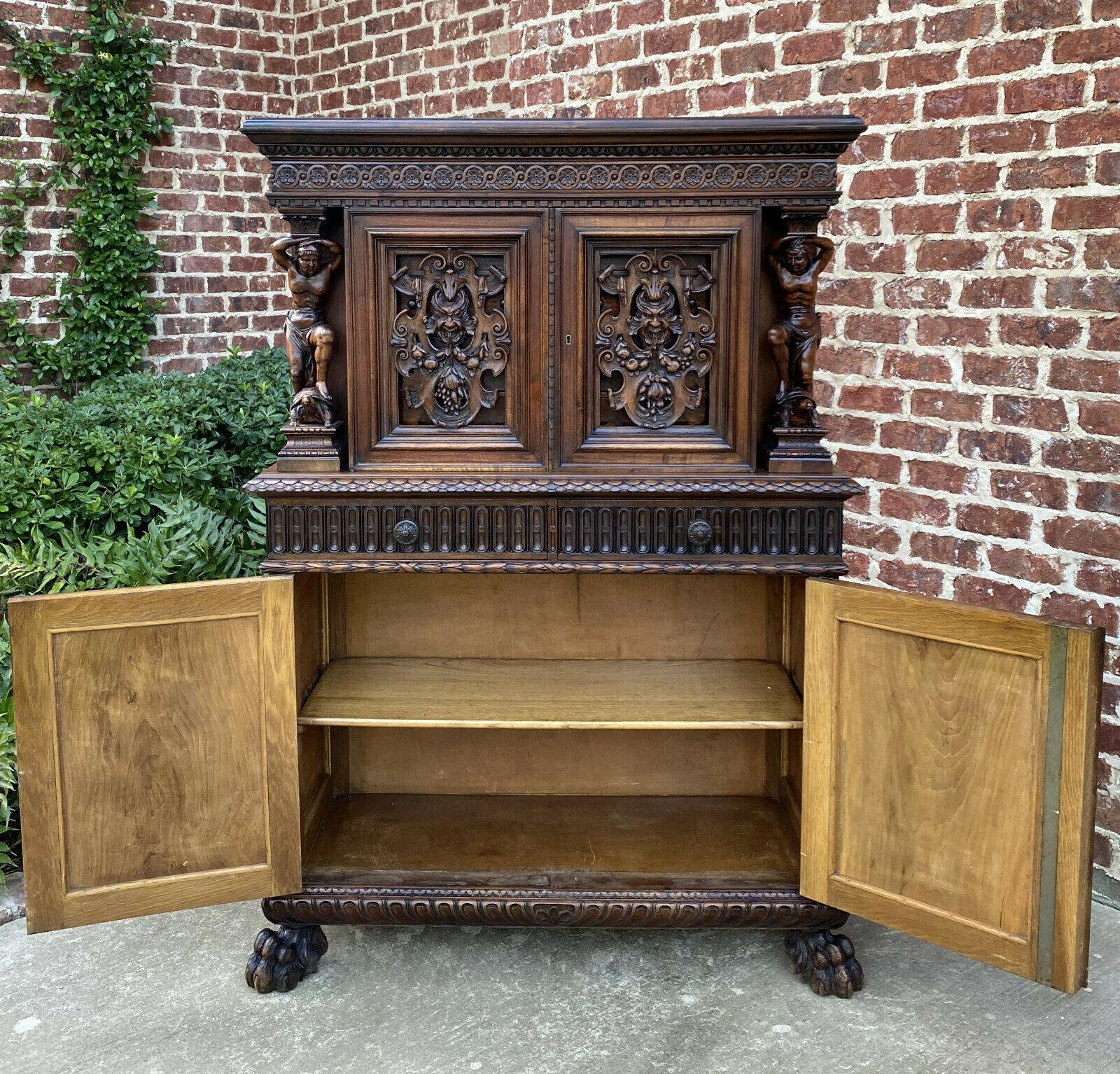 19th Century Antique French Renaissance Revival Walnut Chest Cabinet Apothecary Jewelry 1880s