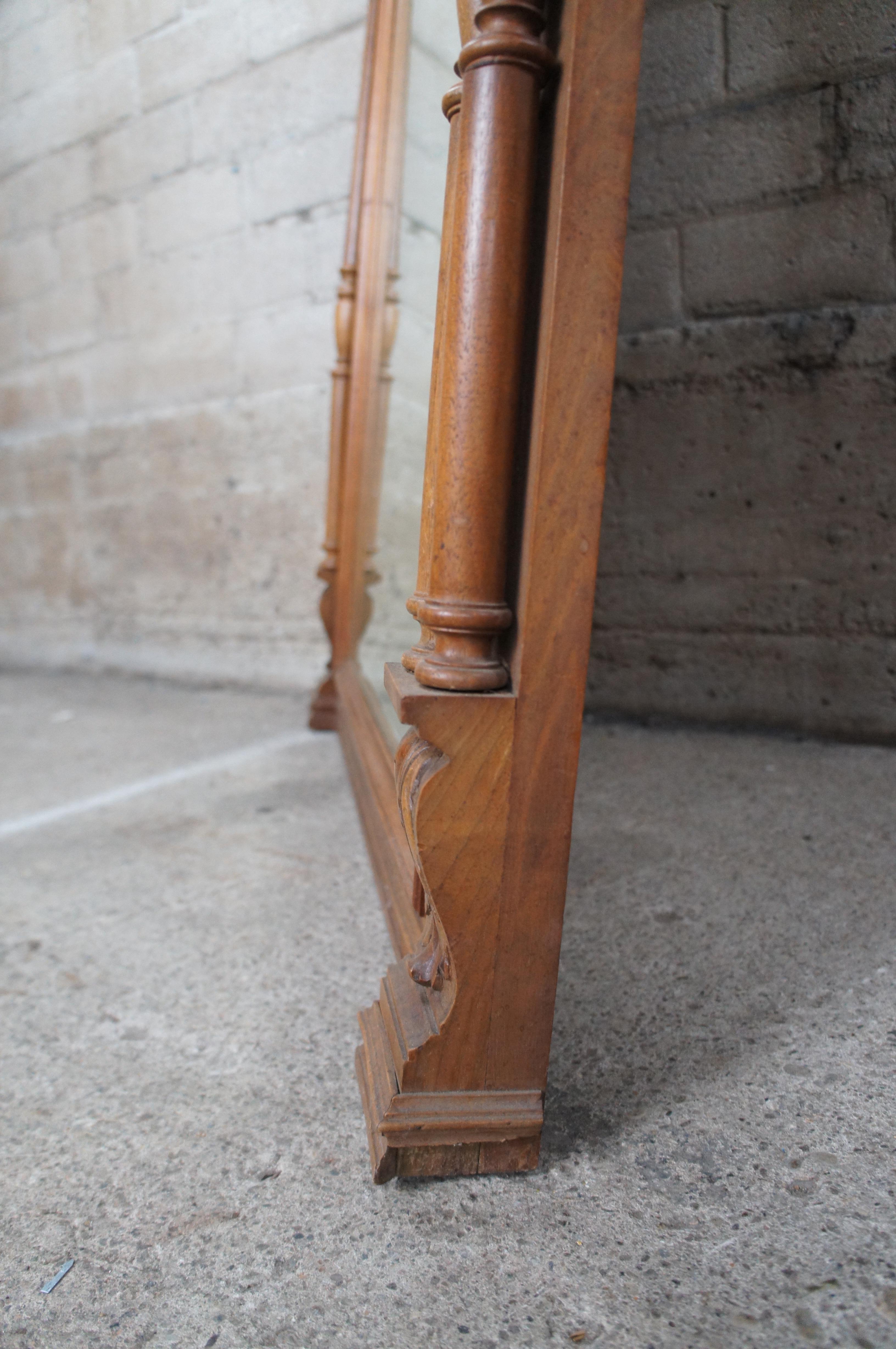 Antique French Renaissance Revival Walnut Overmantel Vanity Mirror 58