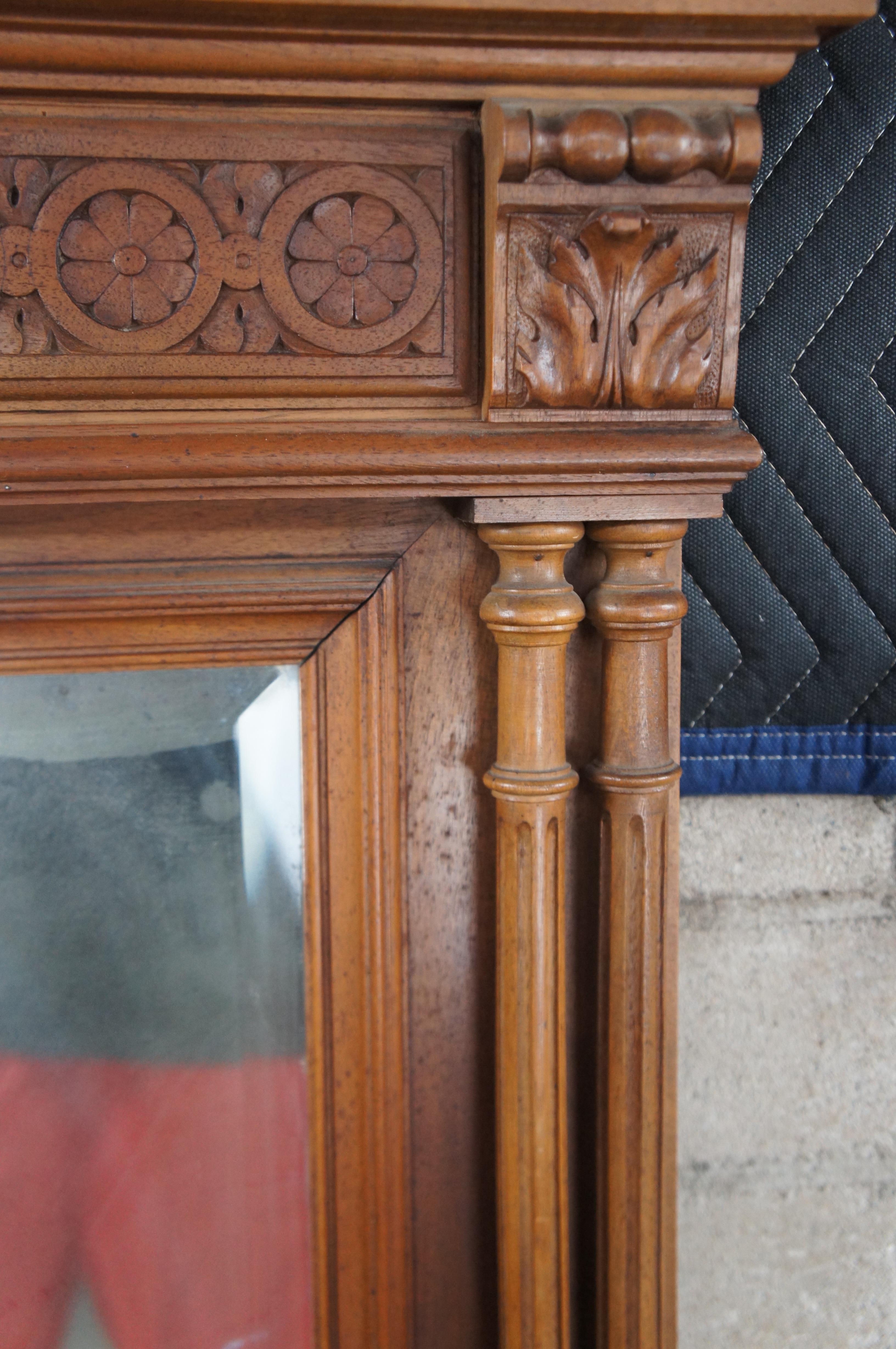 Miroir Antique French Renaissance Revival Walnut Overmantel Vanity Mirror 58