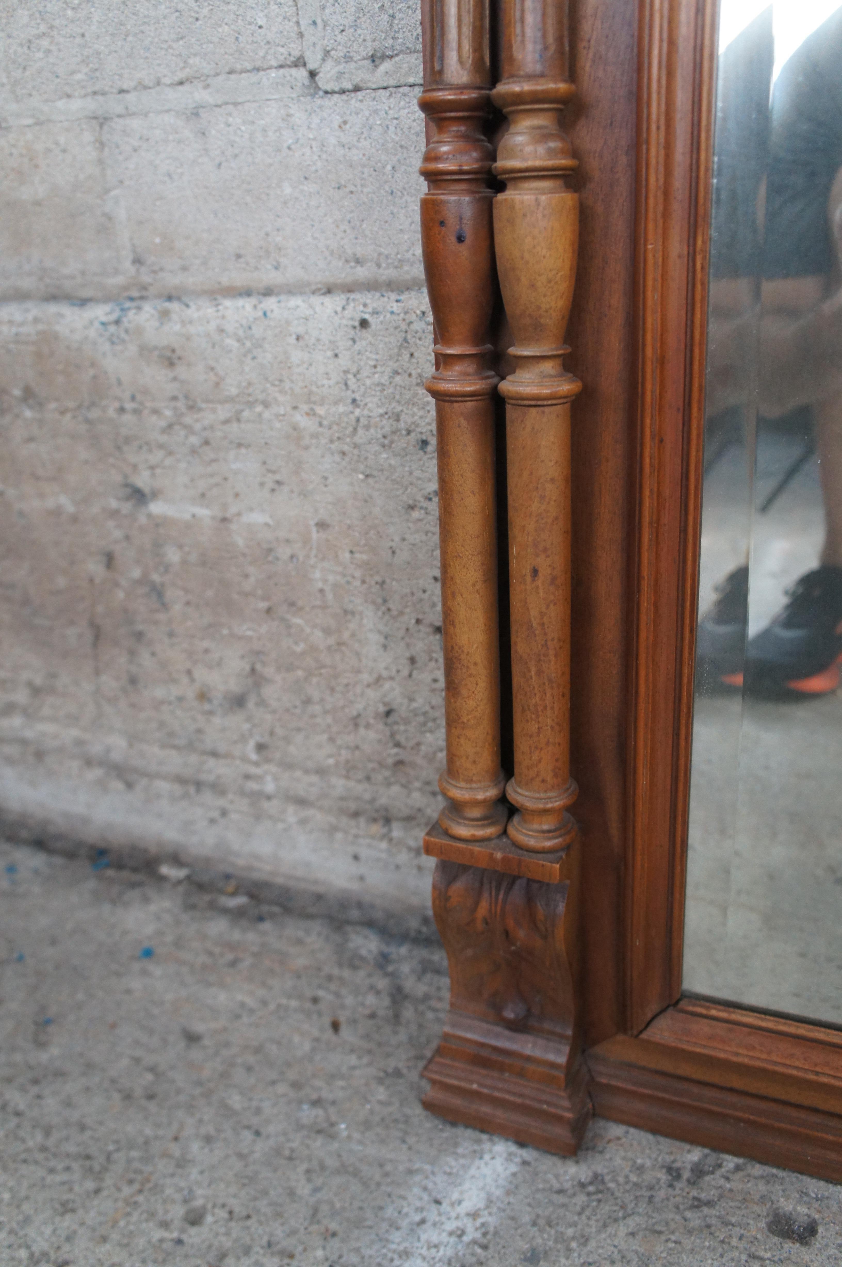 Antique French Renaissance Revival Walnut Overmantel Vanity Mirror 58