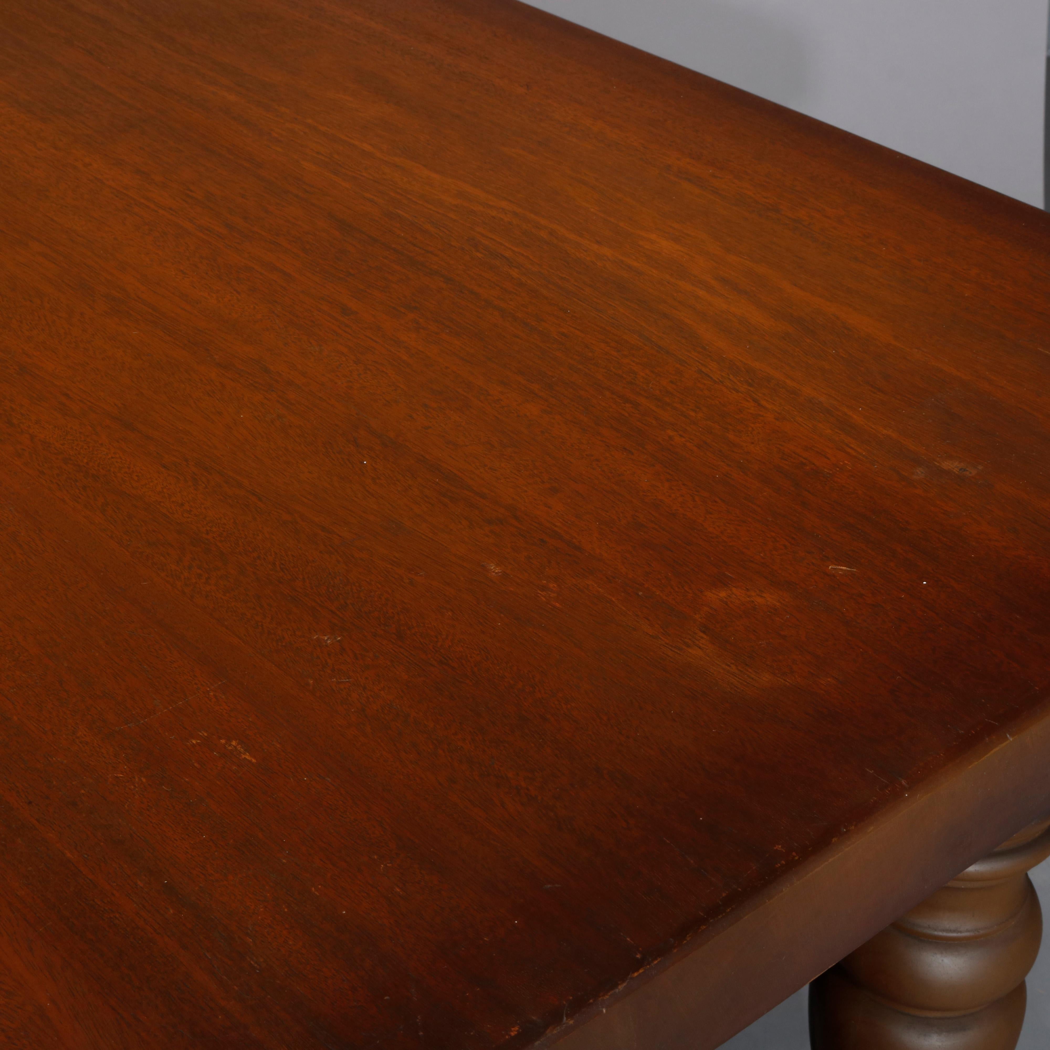French Renaissance Style Pine Library Conference Table with Drawer, Early 20th C 5